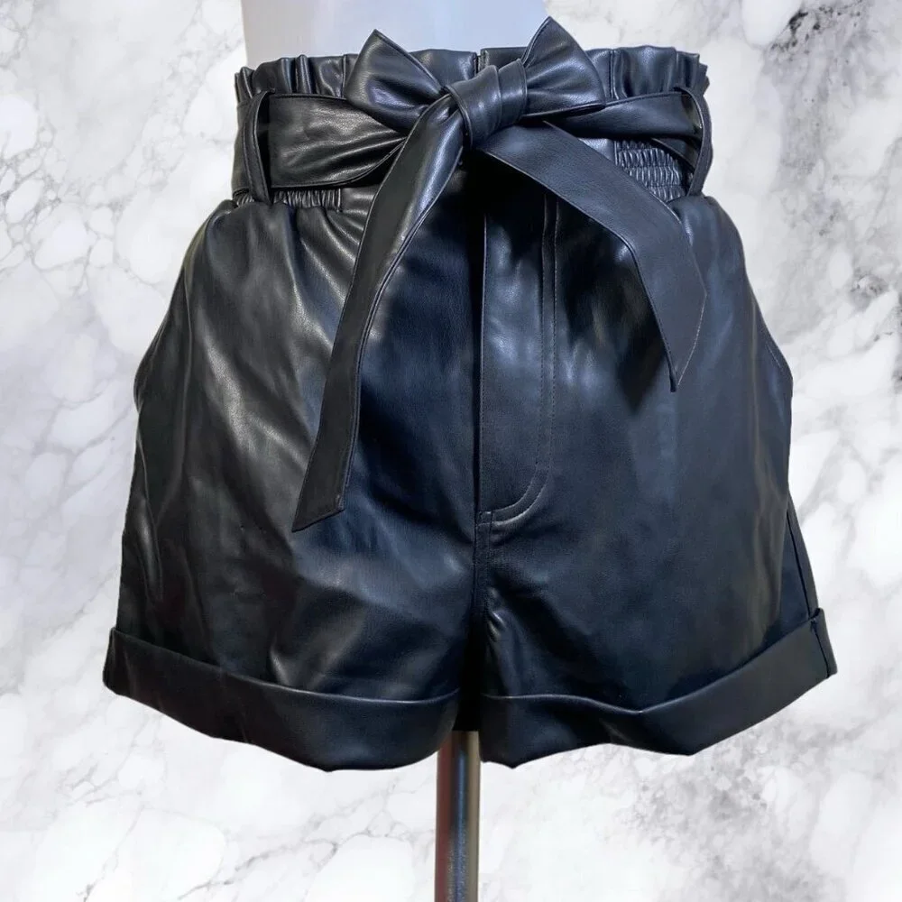 superdown Kenzie Faux Leather Short in Black